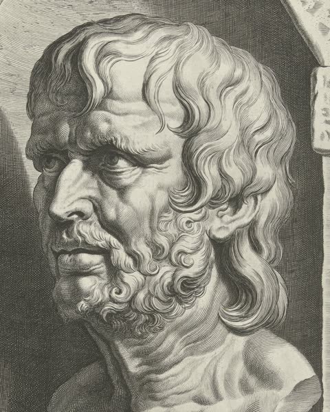 Engraved portrait of Seneca after the antique bust